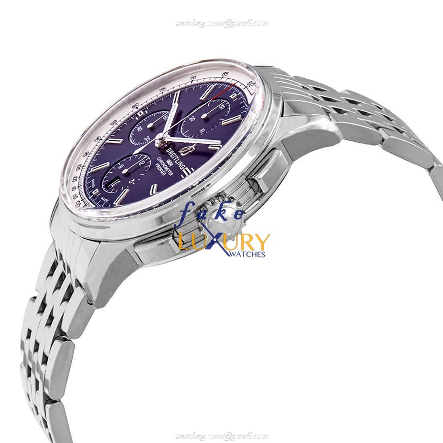 A13315351C1A1 - Breitling Premier Replica Watch - Automatic - Blue Dial Silver Steel - Image 2