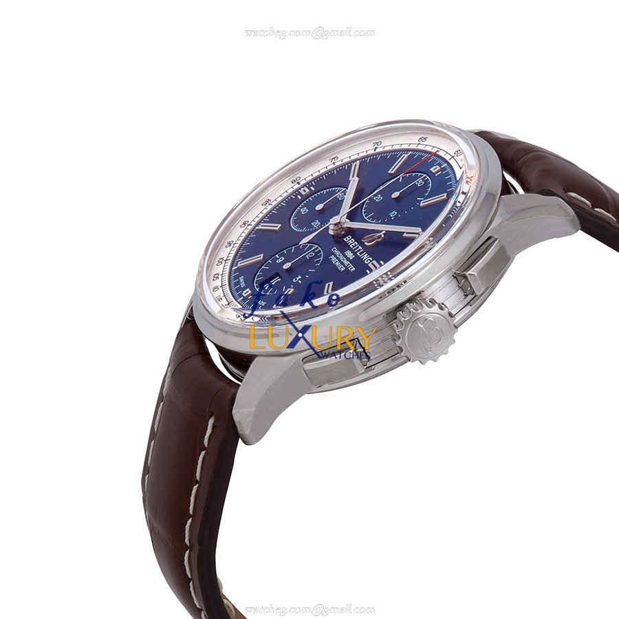 Breitling Premier A13315351C1P2 Replica Watch, Automatic, Blue Dial, Brown Alligator Strap - Image 2