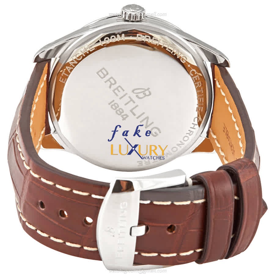 Breitling A37340351B1P2 Premier Automatic Dark Grey Dial Brown Alligator Strap Replica Watch - Image 3