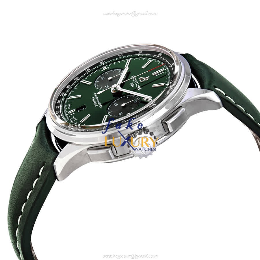 Breitling Premier Automatic Stainless Steel AB0118A11L1X1 Green Dial Leather Replica Watch - Image 2