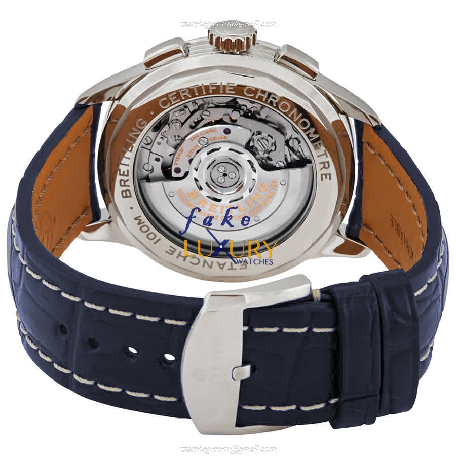 Breitling AB0118A61C1P2 Premier Replica Watch, Blue Dial, Steel Case, Alligator Strap, Automatic - Image 3