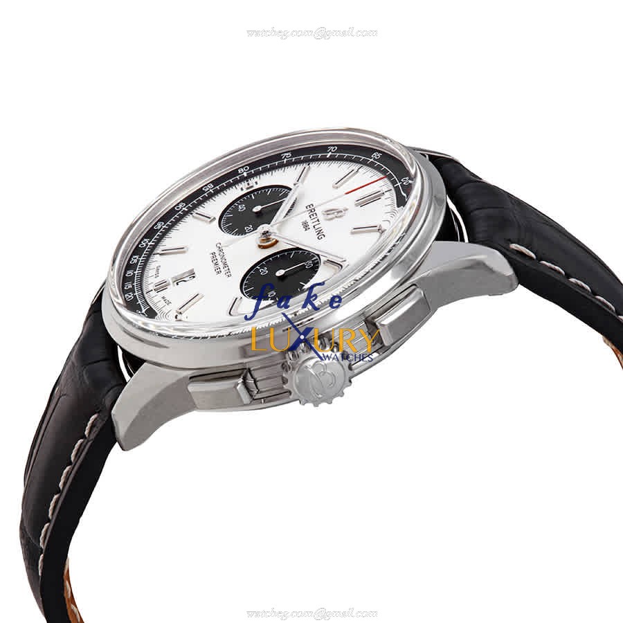 Breitling Premier AB0118221G1P2 Replica Watch, Automatic, Silver Dial, Steel Case, Alligator Strap - Image 2