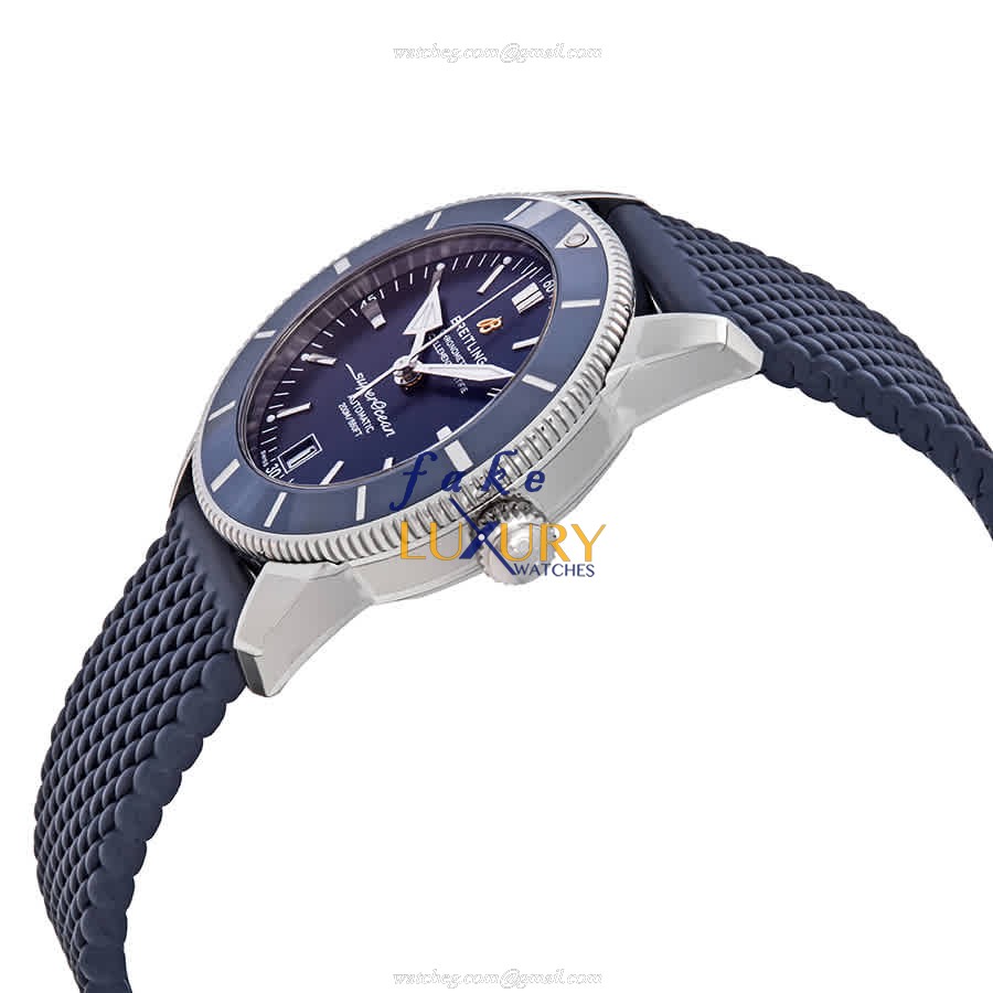 Breitling AB2010161C1S1 Superocean Replica Watch, Green Dial, Steel Case, Blue Rubber Strap - Image 2