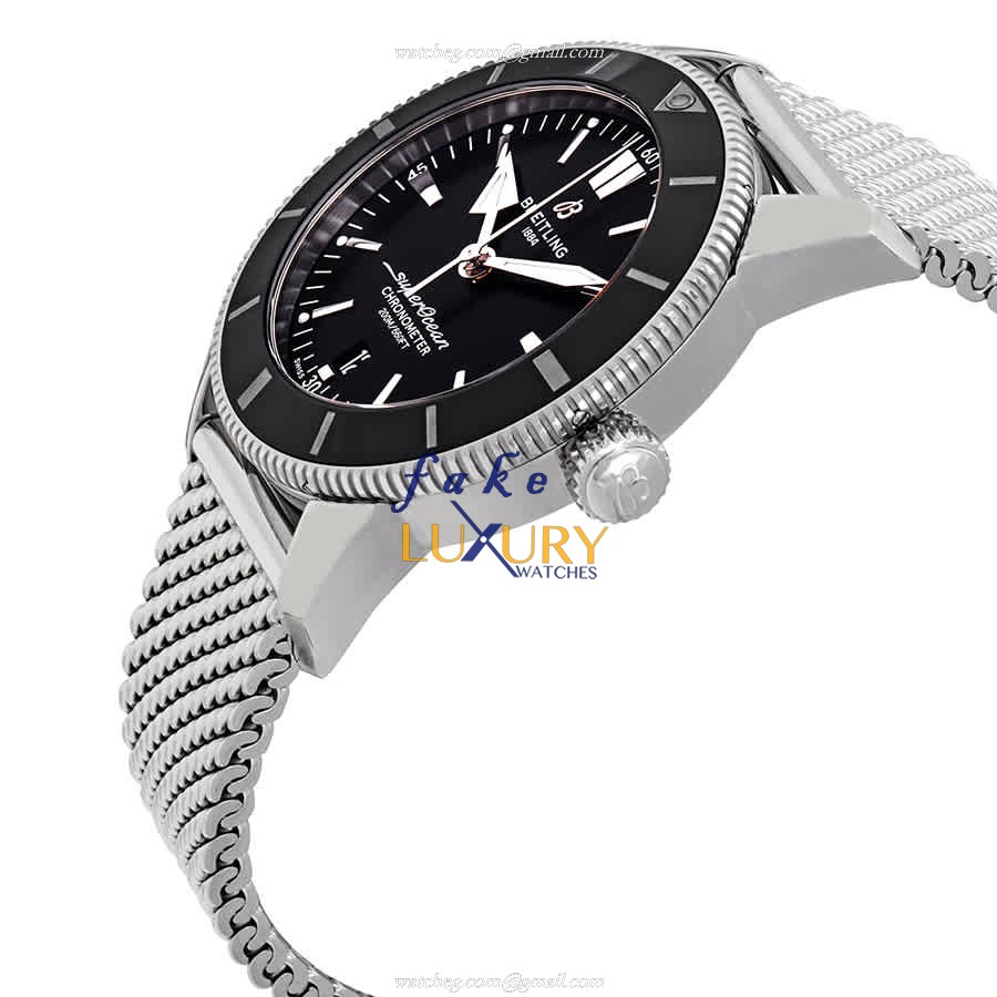 Breitling AB2030121B1A1 Superocean Replica Watch, 44mm Automatic, Black Dial, Steel Bracelet - Image 2