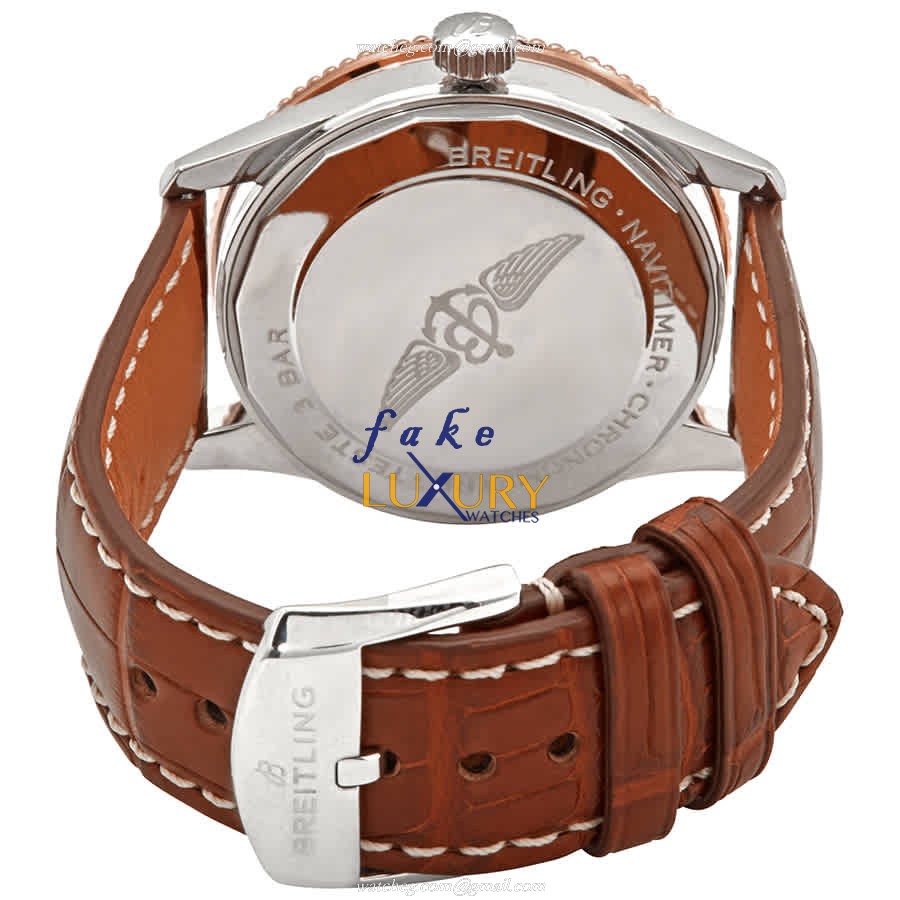 Breitling U17325211G1P1 Navitimer 1 Replica Watch, Silver Dial, Steel Case, Brown Alligator Strap - Image 3