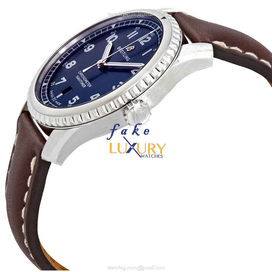 Breitling A17314101C1X1 AVIATOR 8 Replica Watch With Blue Dial, Brown Leather Strap - Image 2
