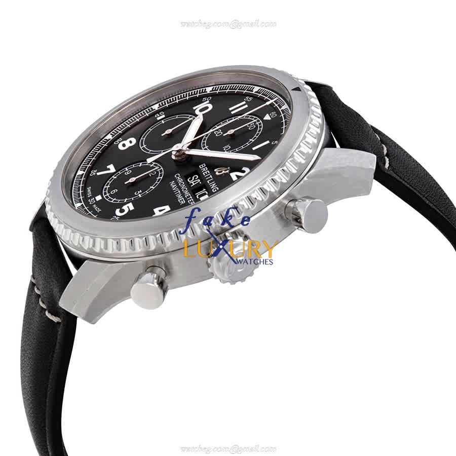 A13314101B1X1 - Breitling Aviator 8 Replica Watch Automatic Black Dial Leather Strap - Image 2