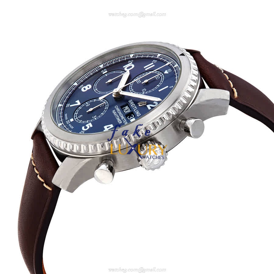 Breitling A13314101C1X2 AVIATOR 8 Replica Watch, Blue Dial, Brown Leather Strap - Image 2