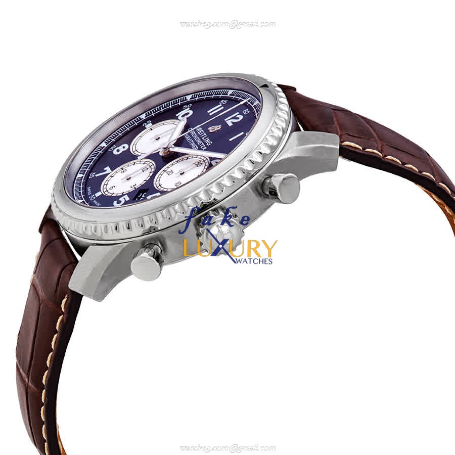 Breitling AVIATOR 8 AB0117131C1P2 Replica Watch With Blue Dial, Brown Alligator Strap, Automatic - Image 2