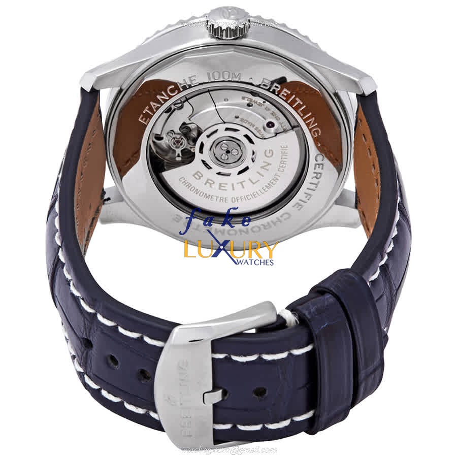 Breitling AB3521U01G1P2 AVIATOR 8 Replica Watch, Silver Dial, Steel Case, Blue Alligator Strap - Image 3