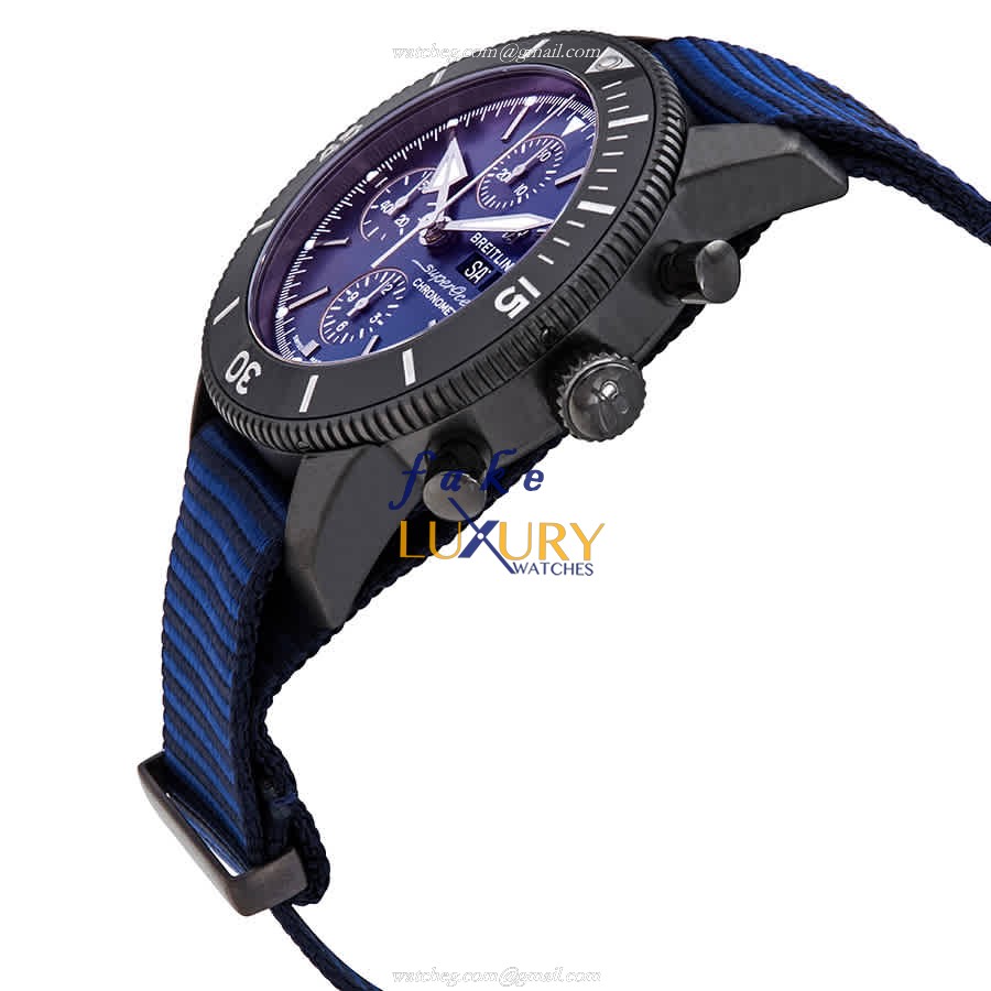 Breitling M133132A1C1W1 Superocean Heritage Replica Watch, Blue Dial, Steel Case, Canvas Strap - Image 2