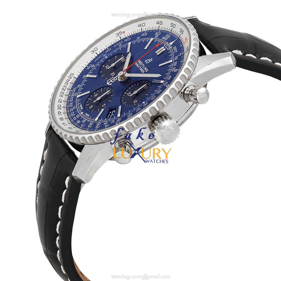 Breitling AB0121211C1P1 Replica Watch, Automatic Movement, Blue Dial, Steel Case, Black Alligator - Image 2