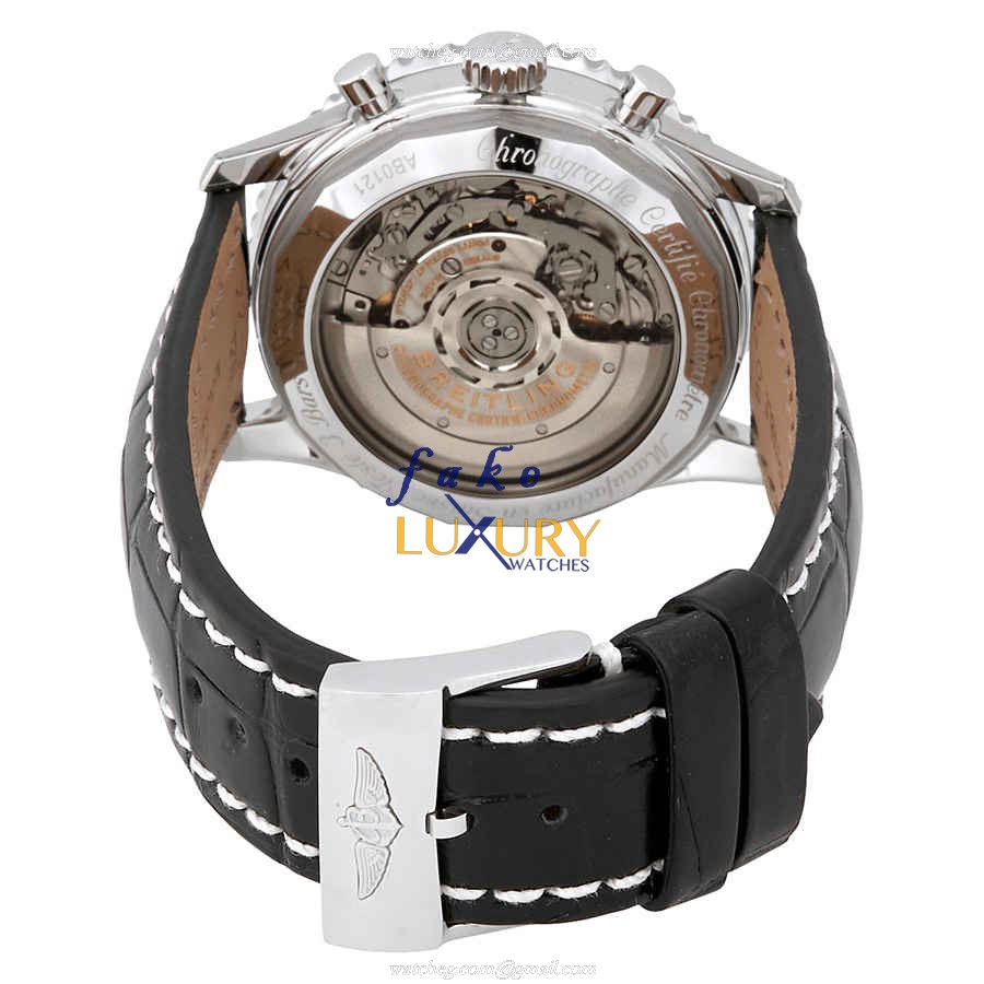 Breitling AB0121211C1P1 Replica Watch, Automatic Movement, Blue Dial, Steel Case, Black Alligator - Image 3