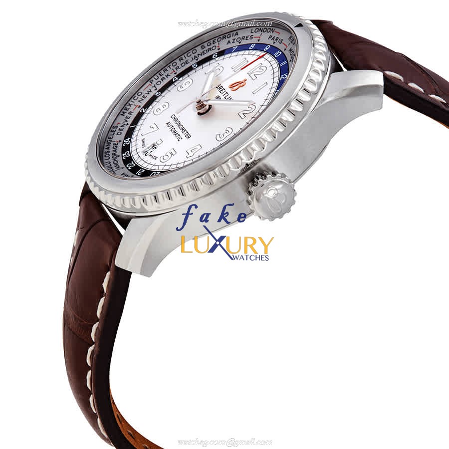 Breitling AVIATOR 8 AB3521U01G1P1 Automatic Silver Dial Brown Alligator Strap Replica Watch - Image 2