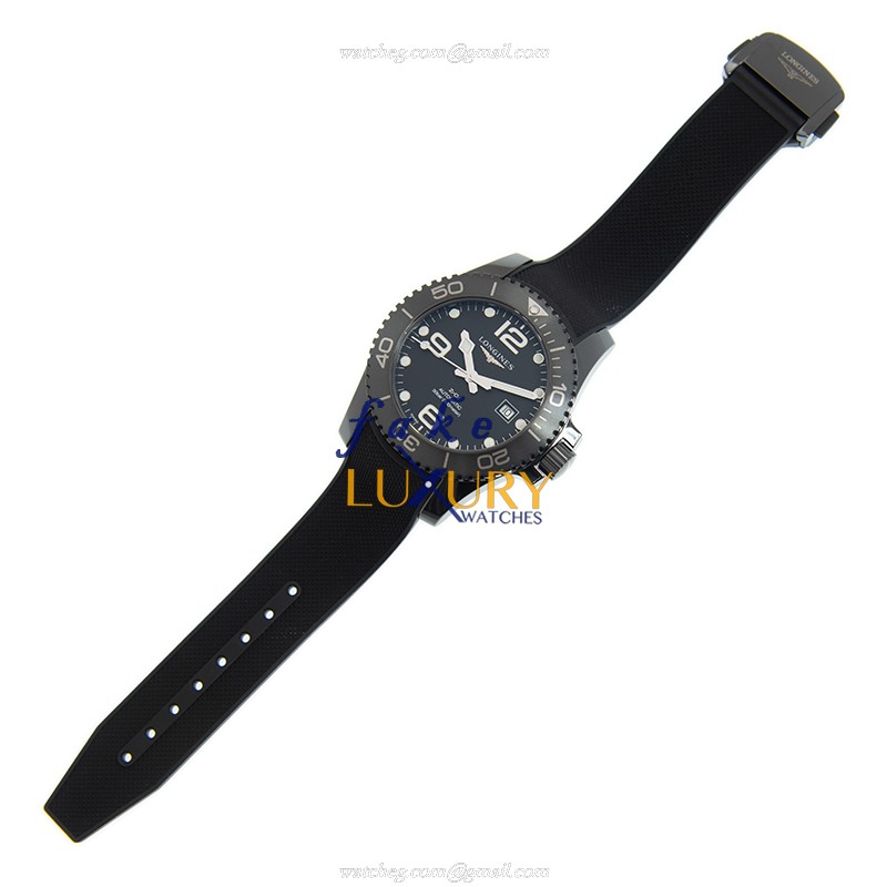 Longines L3.784.4.56.9 Replica Watch, Automatic Movement, Black Dial, Steel Case, Rubber Strap - Image 2