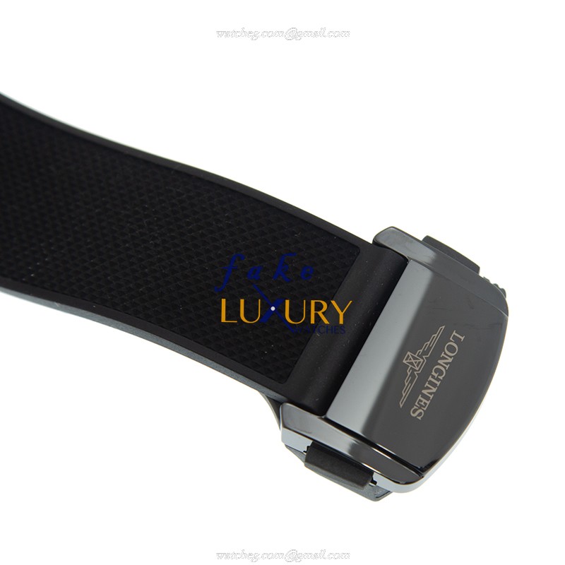 Longines L3.784.4.56.9 Replica Watch, Automatic Movement, Black Dial, Steel Case, Rubber Strap - Image 4