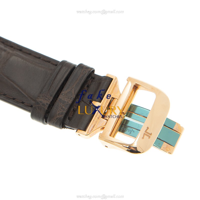 Jaeger-Lecoultre Duometre Q6012420 Manual Wind 18kt Rose Gold Silver Dial Alligator Replica Watch - Image 4