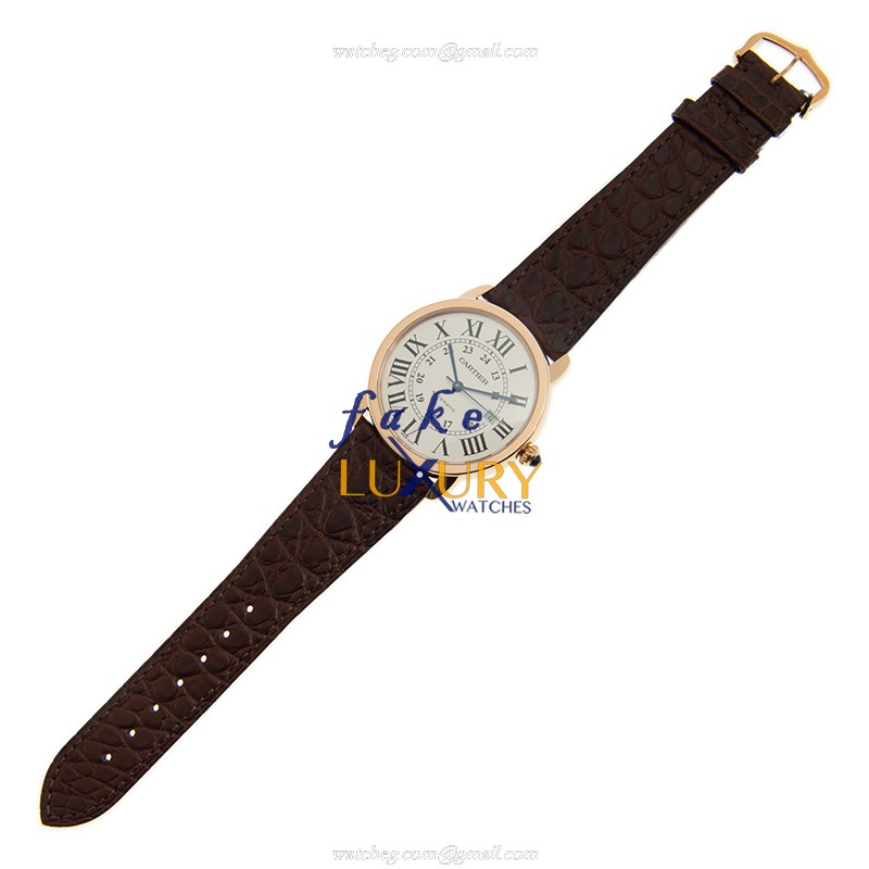 Cartier W6701009 RONDE SOLO DE CARTIER Auto 18kt Rose Gold Replica Watch, White Dial, Brown - Image 2