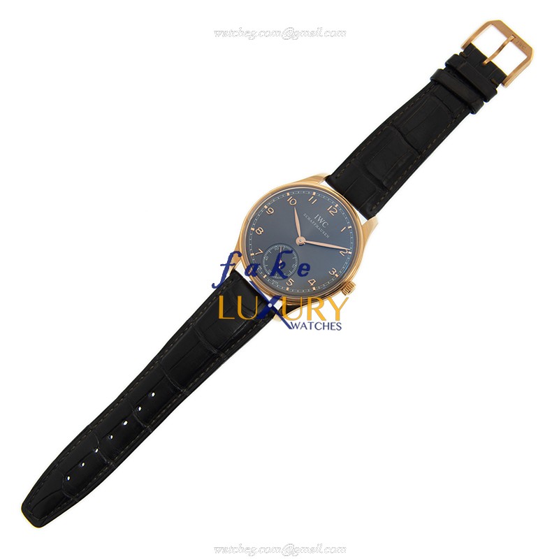 IWC IW545406 Portuguese Manual Wind Replica Watch, 18kt Rose Gold Case, Gray Dial, Alligator Strap - Image 2