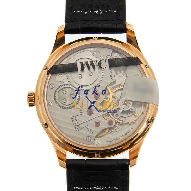 IWC IW545406 Portuguese Manual Wind Replica Watch, 18kt Rose Gold Case, Gray Dial, Alligator Strap - Image 3