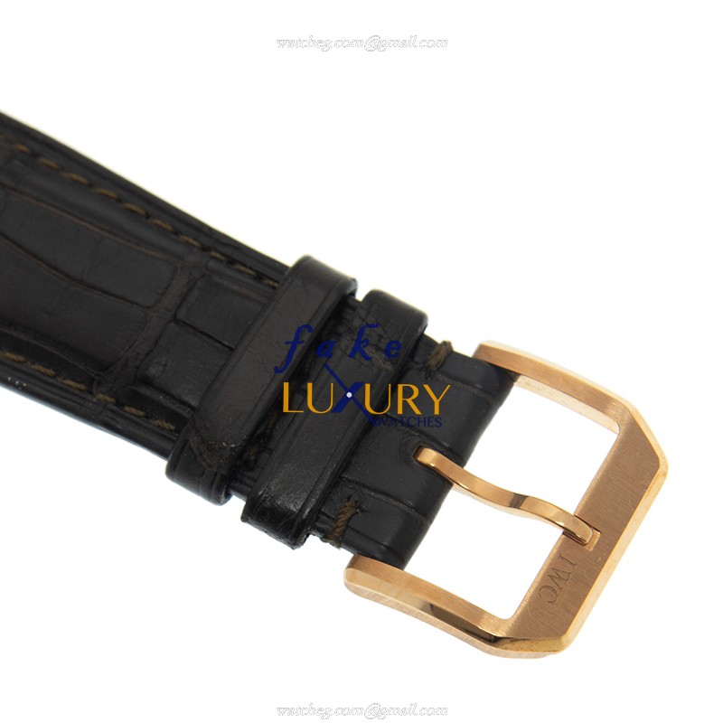 IWC IW545406 Portuguese Manual Wind Replica Watch, 18kt Rose Gold Case, Gray Dial, Alligator Strap - Image 4