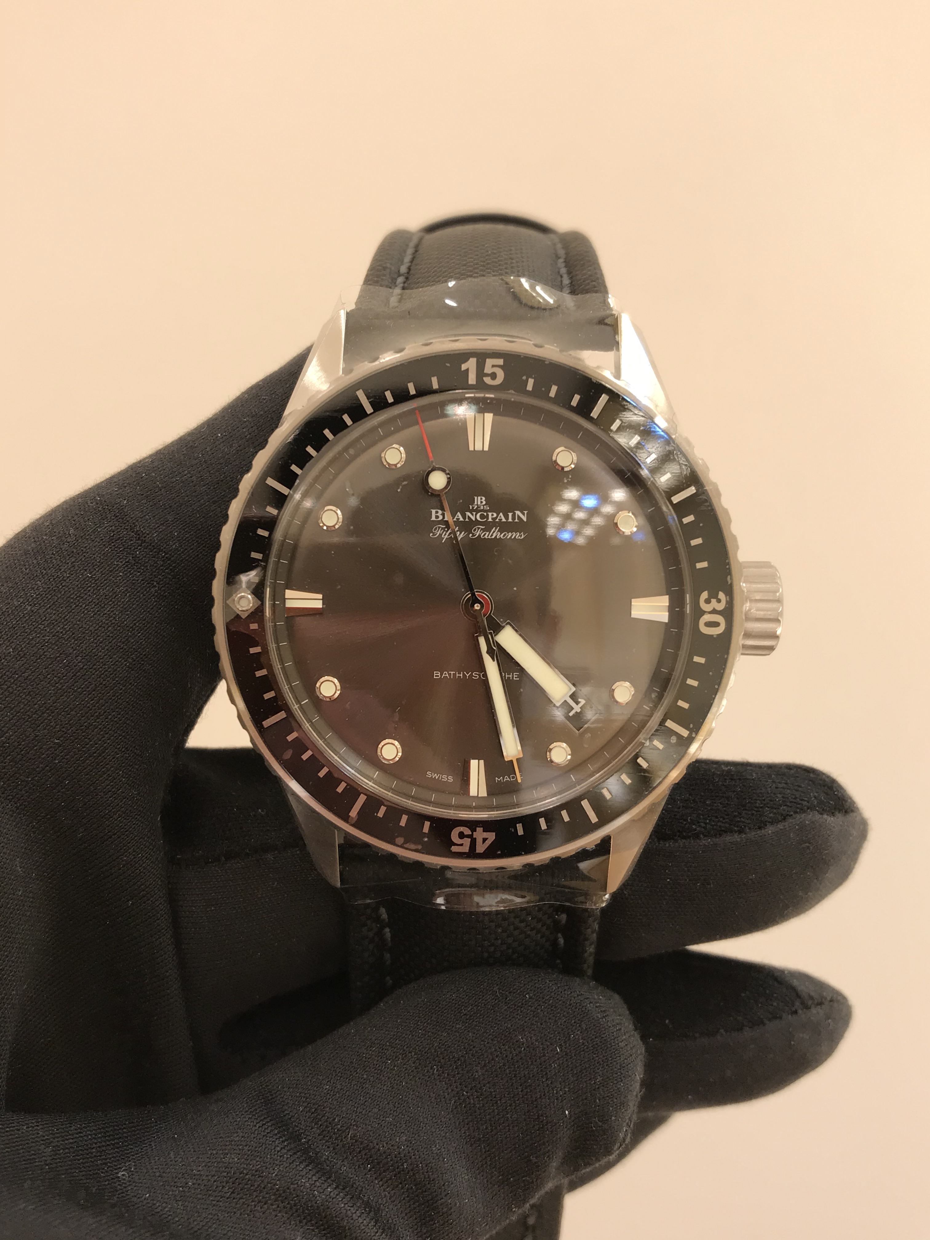 5000-1110-B52A - Blancpain Fifty Fathoms Replica Watch - Automatic Gray Dial Canvas Strap - Image 5