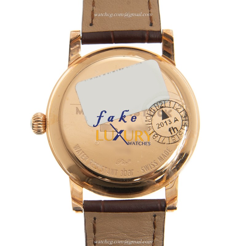 Mont Blanc MONTBLANC 101640 Replica Watch, White Dial, 18kt Rose Gold Case, Brown Alligator Strap - Image 3