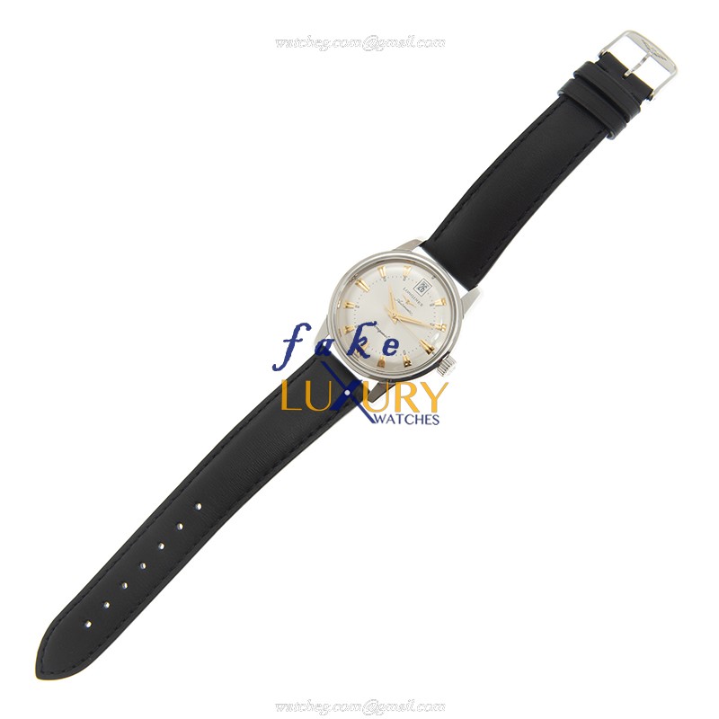Longines Heritage L1.611.4.75.2 Automatic Silver Dial Leather Strap Replica Watch - Image 2