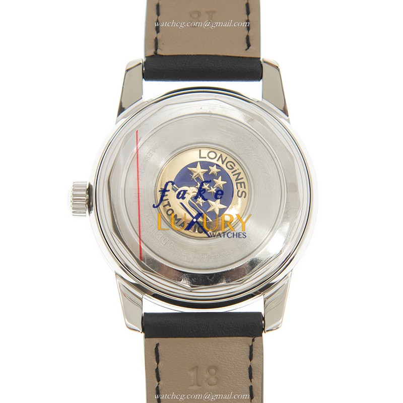 Longines Heritage L1.611.4.75.2 Automatic Silver Dial Leather Strap Replica Watch - Image 3