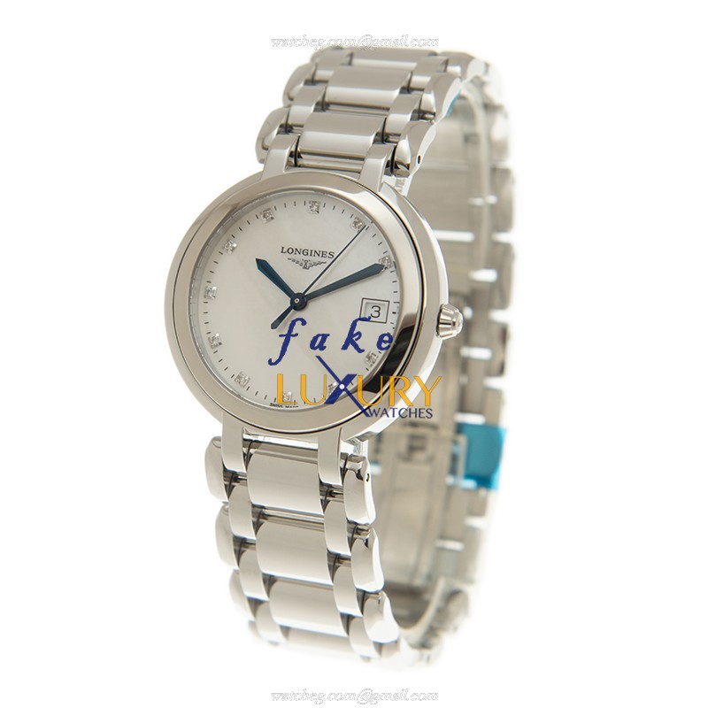 Longines L8.114.4.87.6 Prima Luna Replica Watch With Quartz Movement White Mother Of Pearl Dial - Image 3