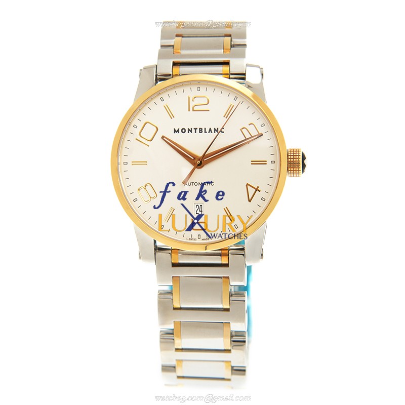 Mont Blanc Timewalker 106502 - Replica Watch - Automatic - Steel Case - White Dial - Silver Strap - Image 2