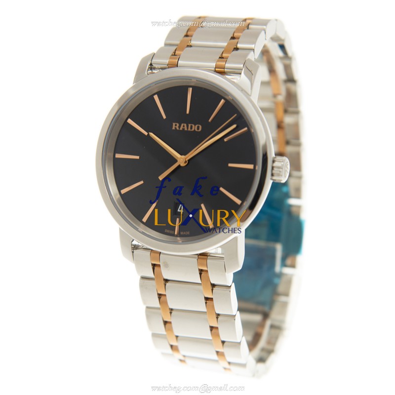 Rado R14078163 Replica Watch Quartz Movement Black Dial Gold-Plated Steel Case - Image 3