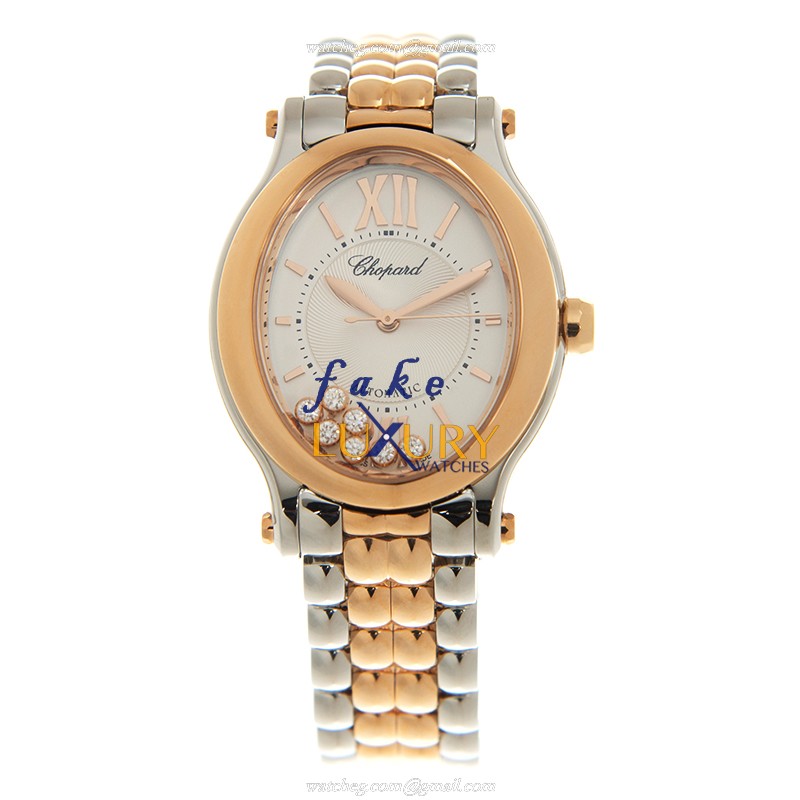 Chopard 278602-6002 HAPPY SPORT AUTO 18kt Rose Gold Steel Case - White Dial Replica Watch - Image 2