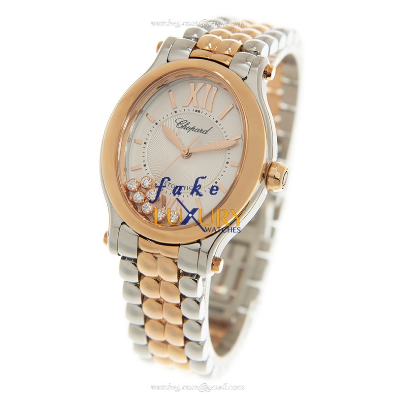 Chopard 278602-6002 HAPPY SPORT AUTO 18kt Rose Gold Steel Case - White Dial Replica Watch - Image 3