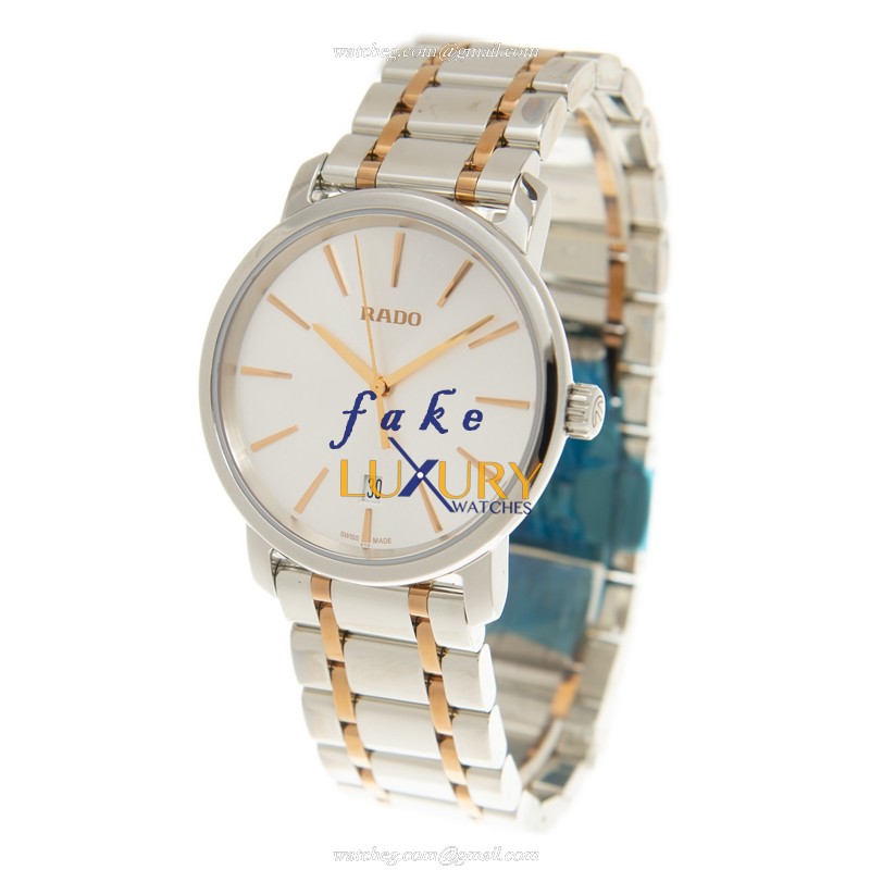 Rado R14078103 Diamaster Replica Watch With Quartz Movement, Silver Dial, Gold-Plated Steel Case - Image 3