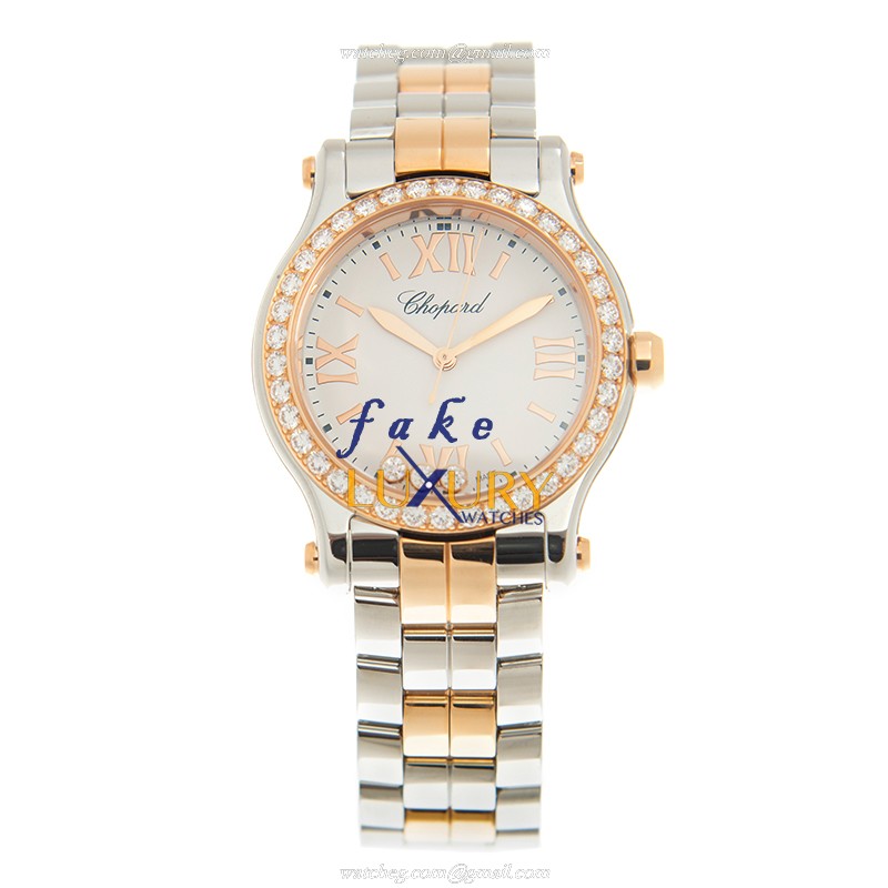 Chopard 278590-6004 HAPPY SPORT Quartz 18kt Rose Gold & Steel Replica Watch - 30mm White Dial - Image 2