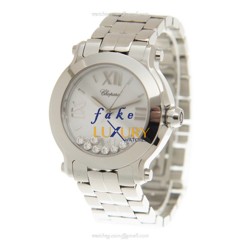Chopard 278477-3001 Replica Watch, Happy Sport, Quartz, White Dial, Silver Steel - Image 3