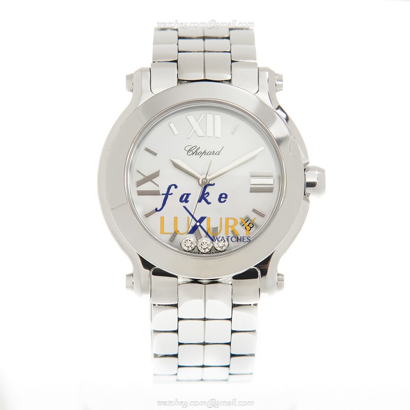 Chopard 278477-3013 Happy Sport Quartz Steel Case White Dial Silver Strap Replica Watch - Image 2