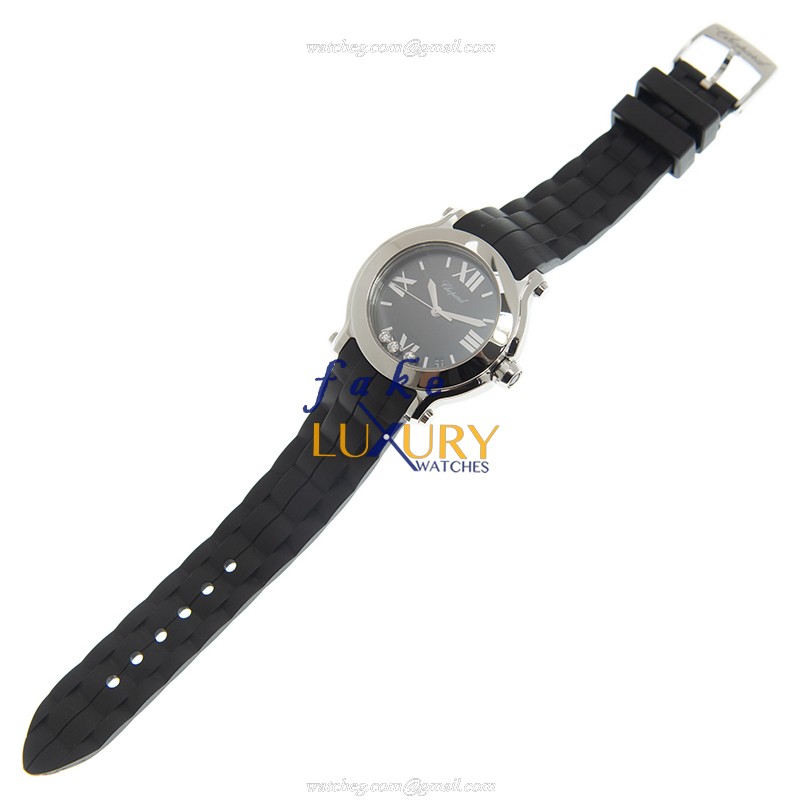 Chopard 278475-3014 Happy Sport Quartz Steel Case Black Dial Rubber Strap Replica Watch - Image 2