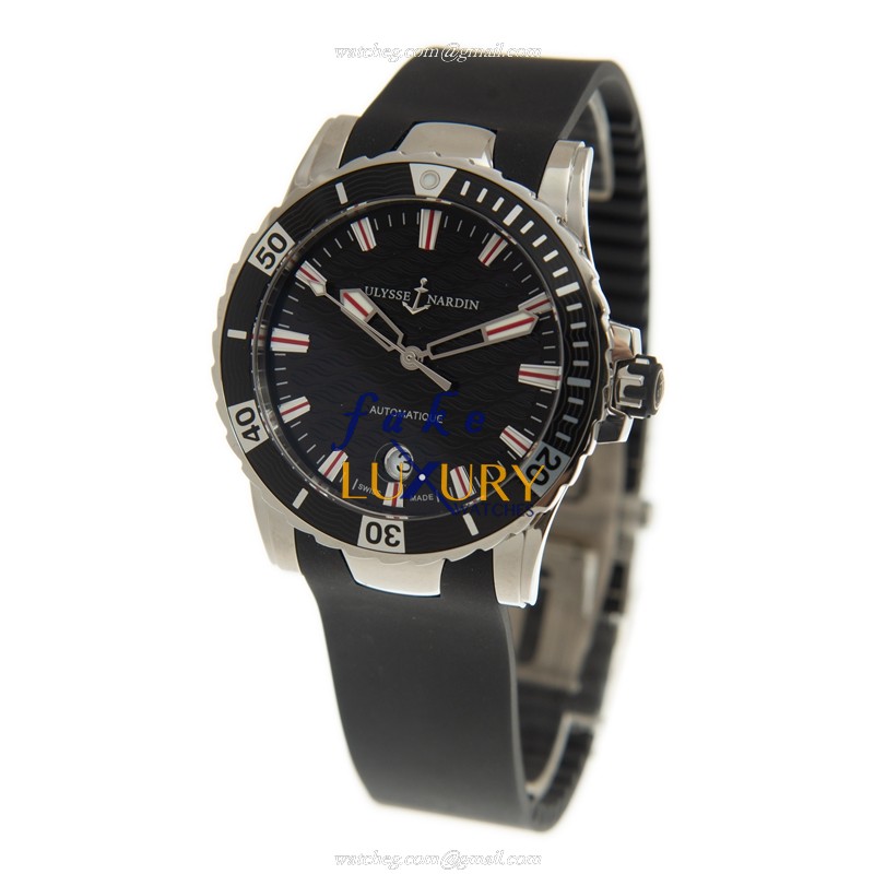 8153-180-3/02 - Ulysse Nardin MARINE Replica Watch Automatic Black Dial Rubber Strap - Image 3