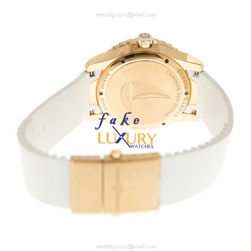 Ulysse Nardin 8156-180E-3C/20 MARINE Replica Watch, White Mother of Pearl Dial, Rose Gold Case - Image 4