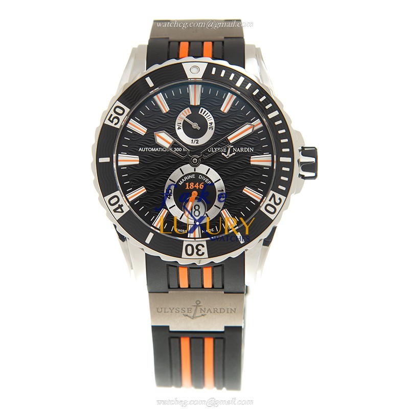 Ulysse Nardin 263-10-3/952 MARINE Automatic Replica Watch, Black Dial, Steel Case, Rubber Strap - Image 2