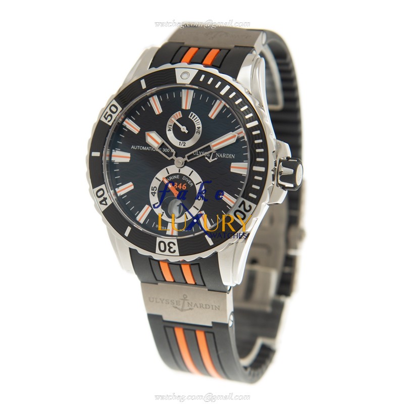 Ulysse Nardin 263-10-3/952 MARINE Automatic Replica Watch, Black Dial, Steel Case, Rubber Strap - Image 3