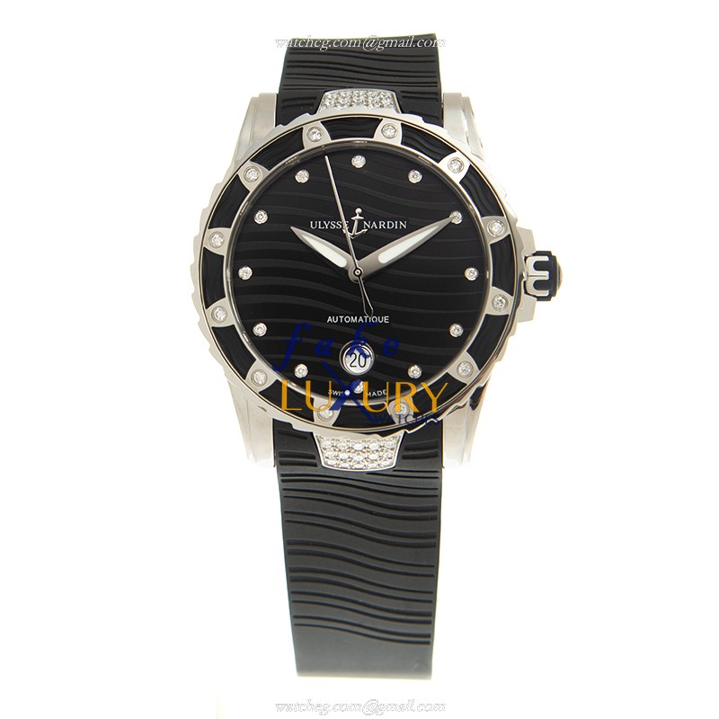 Ulysse Nardin 8153-180E-3C/12 Replica Watch, Black Dial, Steel Case, Rubber Strap, Automatic - Image 2