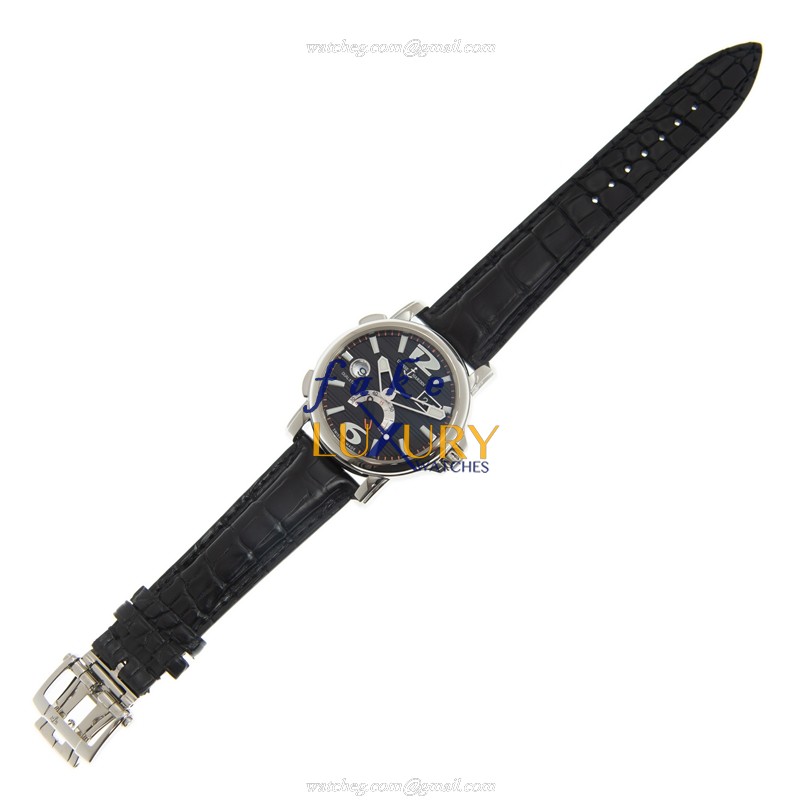 Ulysse Nardin 243-55/62 DUAL TIME | Automatic | Black Dial | Steel | Leather Strap | Replica Watch - Image 2