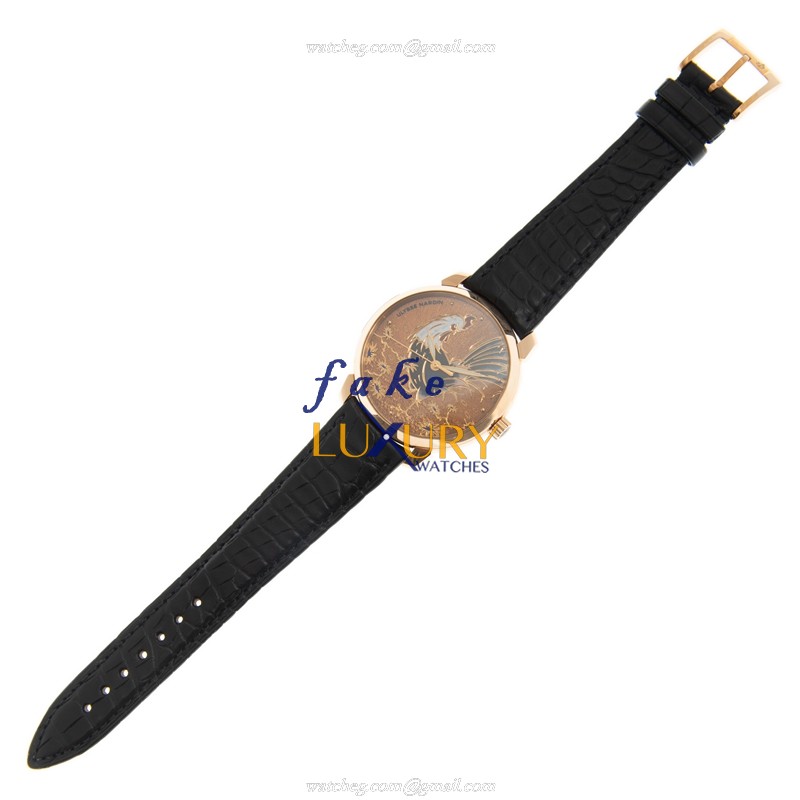 Ulysse Nardin 8152-111-2/ROOSTER Replica Watch, Automatic Movement, Gold Dial, 18kt Rose Gold Case - Image 2
