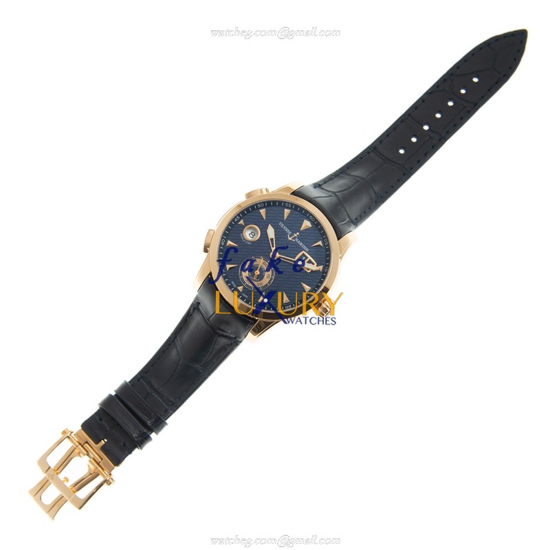 Ulysse Nardin 3346-126LE/93 CLASSIQUE Automatic 18kt Rose Gold Blue Dial Alligator Strap Replica - Image 2
