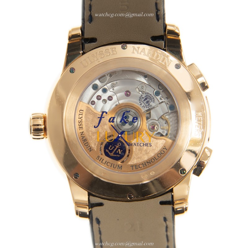 Ulysse Nardin 3346-126LE/93 CLASSIQUE Automatic 18kt Rose Gold Blue Dial Alligator Strap Replica - Image 3