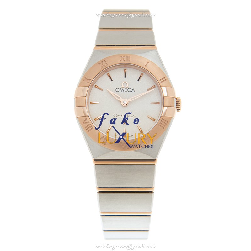 Omega 131.20.25.60.02.001 Constellation Quartz Replica Watch, 18kt Rose Gold & Steel Case, Silver - Image 2