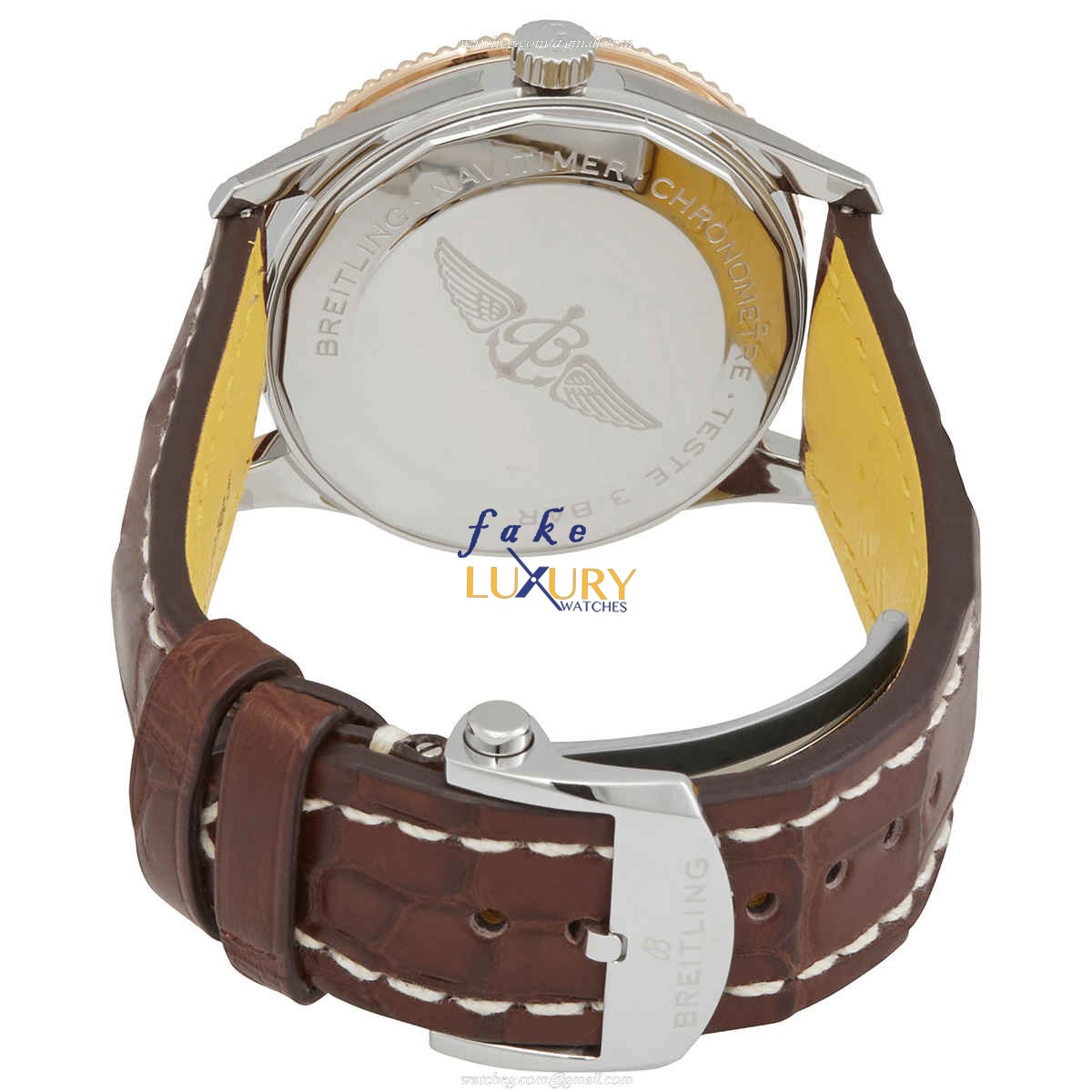 Breitling Navitimer 1 U17326211M1P2 Replica Watch, Black Dial, Steel Case, Brown Alligator Strap - Image 3